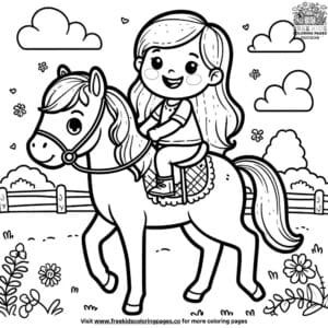 Cool Girl On Horse Coloring Pages