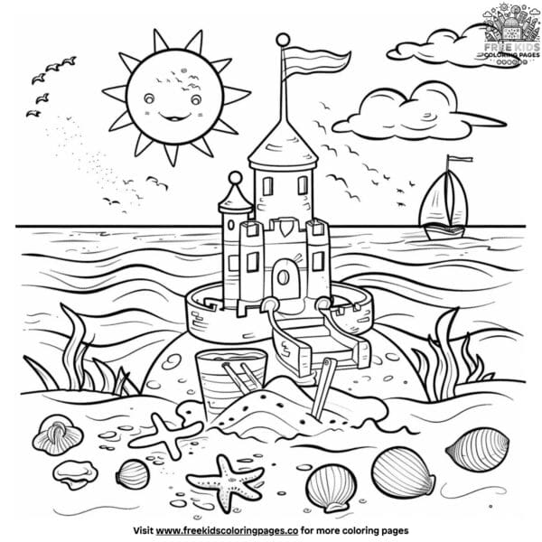 Preschool beach coloring pages