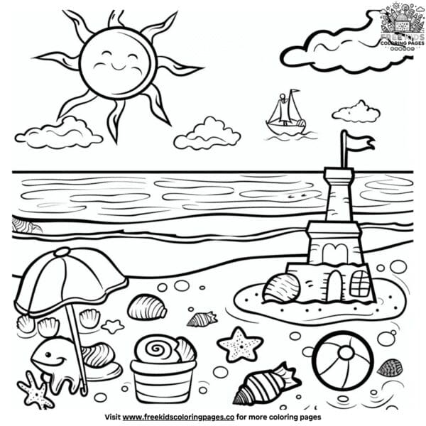 Fun beach castle coloring pages for preschoolers