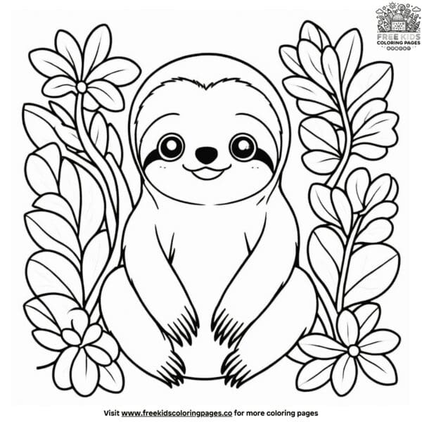 Sloth coloring pages for kids