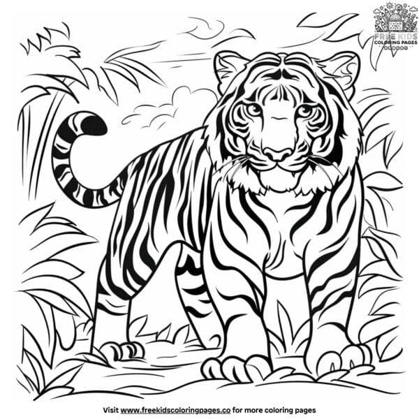 Prowling tiger coloring pages