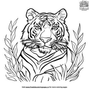 Tiger In Grass Coloring Pages