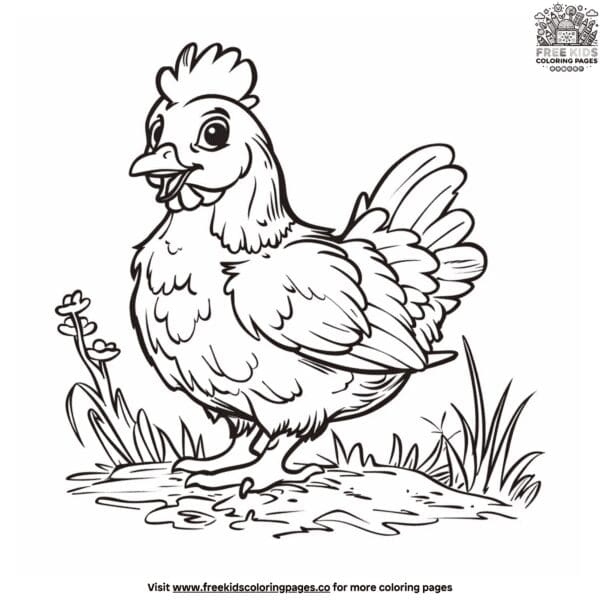 Funny chicken coloring pages