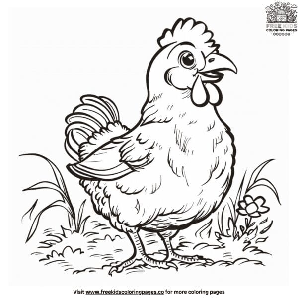 Cartoon chicken coloring pages