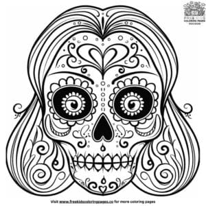 Beautiful Lady Sugar Skull Coloring Pages