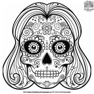 Elegant Female Sugar Skull Coloring Pages