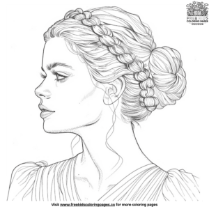 Vibrant bun and braid coloring pages