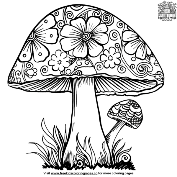 Hippie Mushroom Coloring Pages