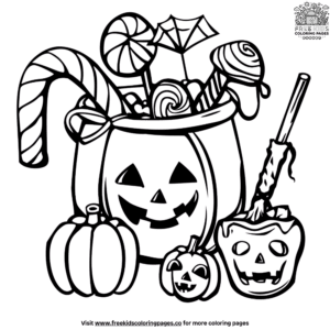 Eerie halloween candy coloring pages