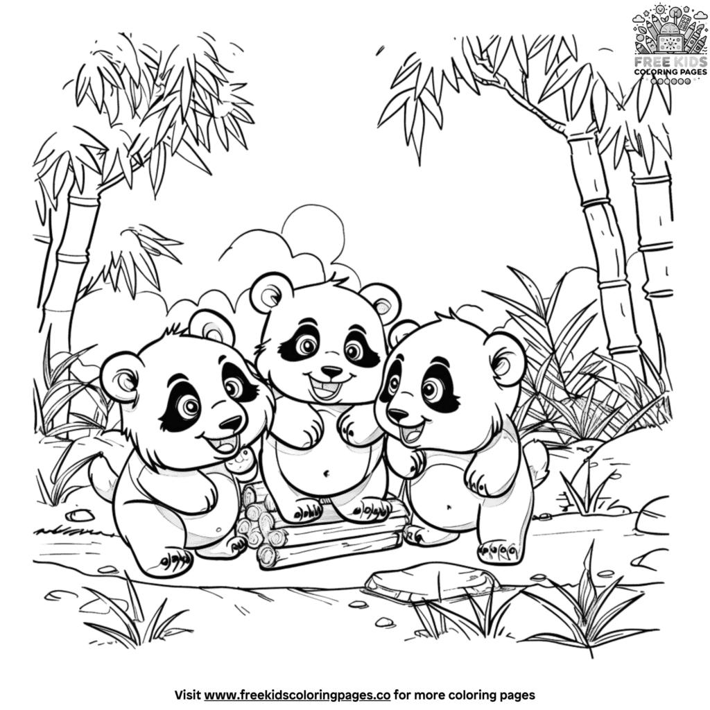 Majestic pandas in nature coloring pages