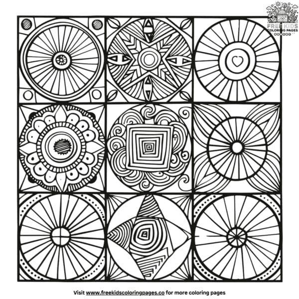 Harmonious geometric coloring pages