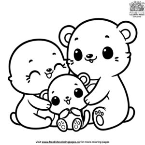 Adorably cute animal family coloring pages