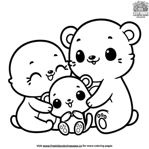 Adorably Cute Animal Family Coloring Pages