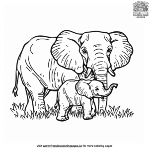 Adorable elephant family coloring pages