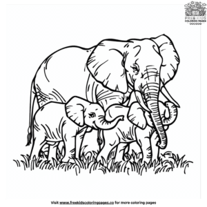 Heartwarming Elephant Family Coloring Pages