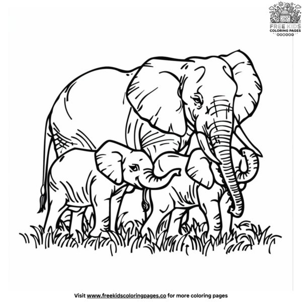 Elephant Family Coloring Pages