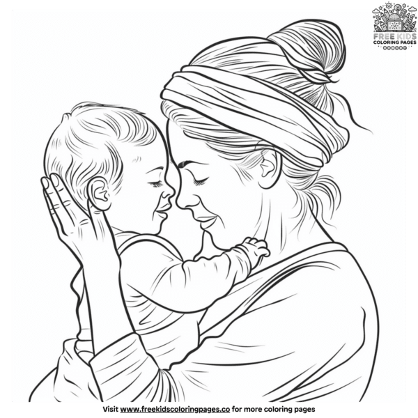 Mom and baby coloring pages