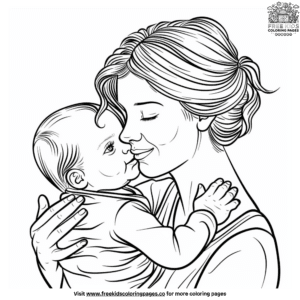 Adorable mom and baby coloring pages