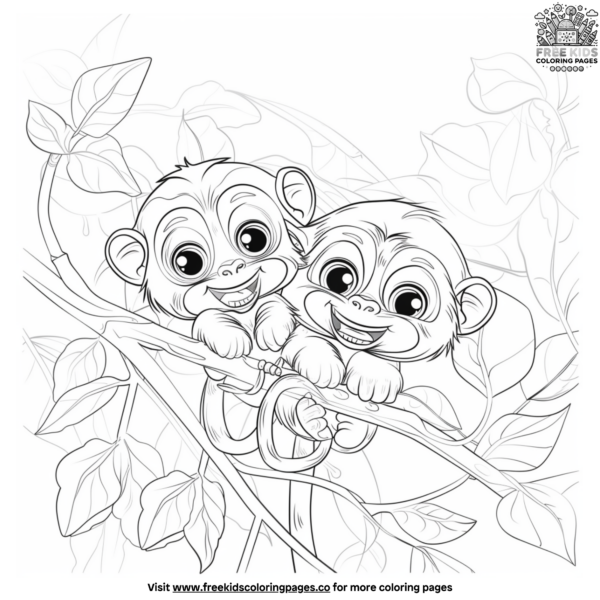 Monkey Family Coloring Pages