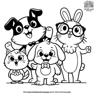 Funny animal friends coloring pages