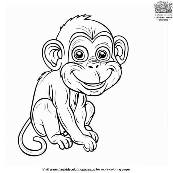 Funny monkey coloring pages