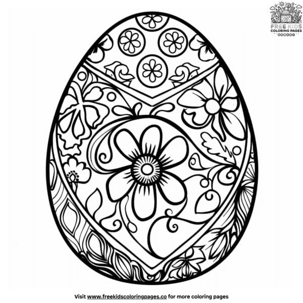 Floral easter egg coloring pages