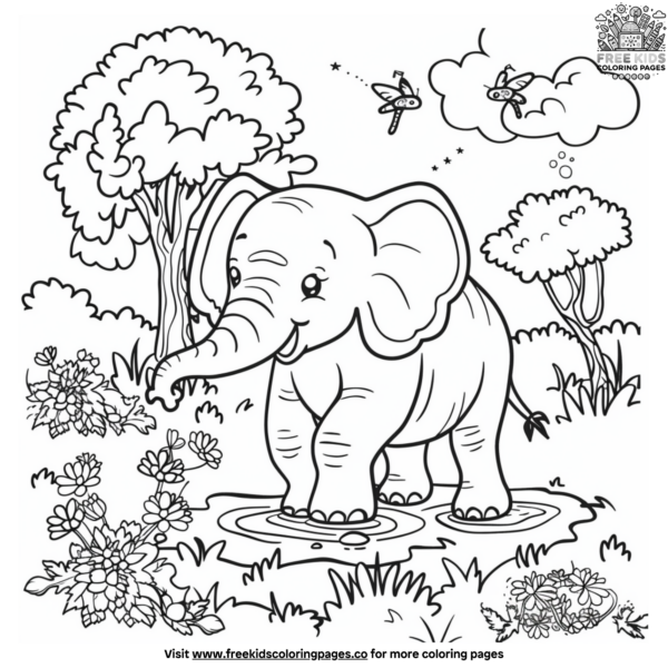 Detailed Elephant Coloring Pages