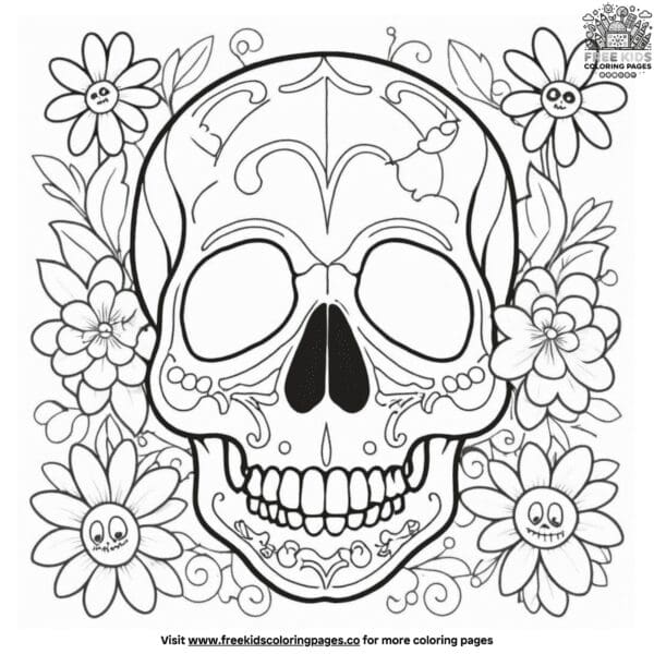 Detailed skull coloring pages