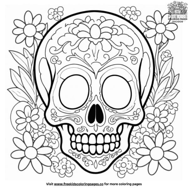 Complex skull coloring pages