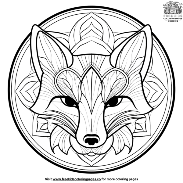 Bold fox mandala coloring pages