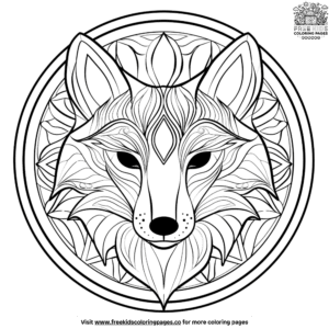 Complex fox mandala coloring pages