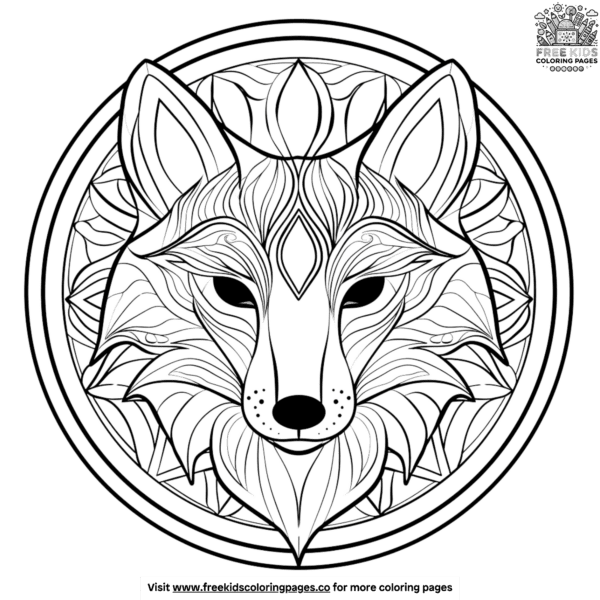 Complex fox mandala coloring pages