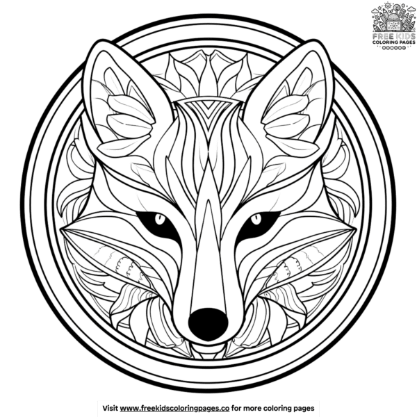 Intricate fox mandala coloring pages