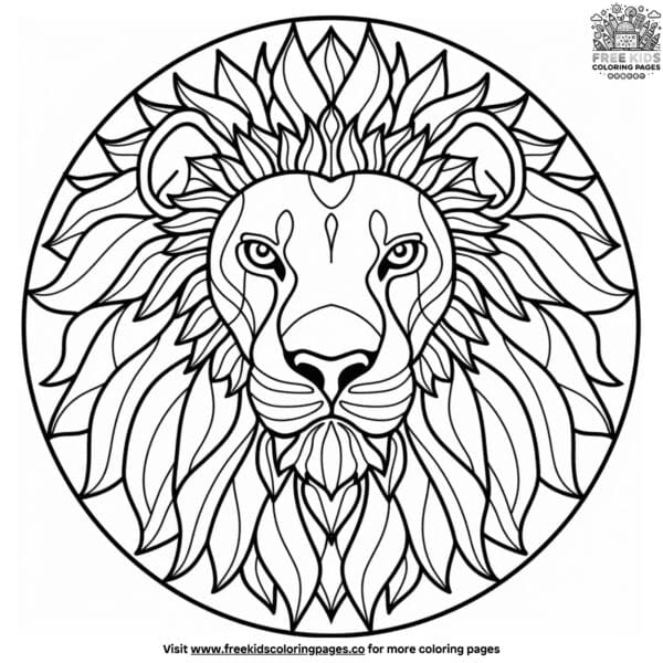 Detailed mandala lion coloring pages