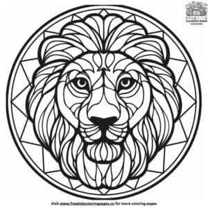 Complex mandala lion coloring pages