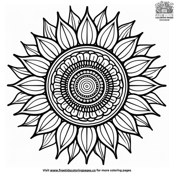 Sunflower mandala coloring pages