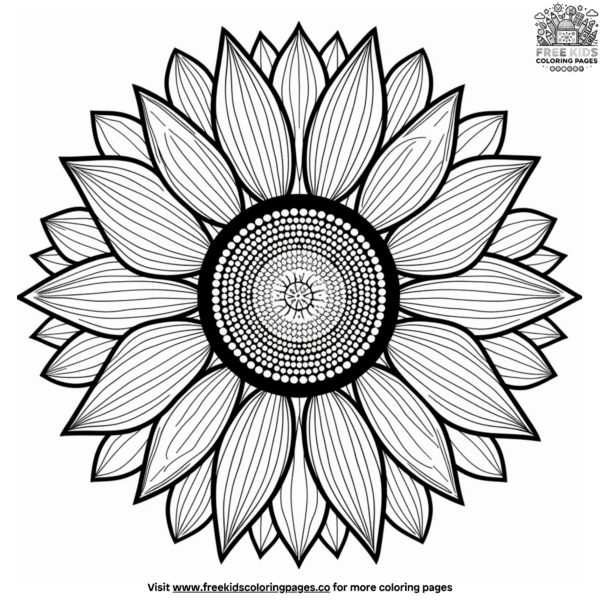 Vivid sunflower mandala coloring pages