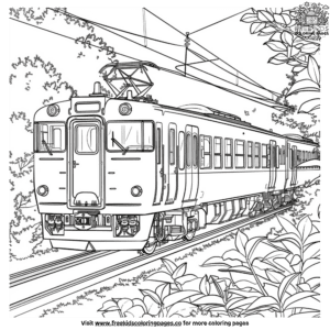 Train and plants coloring pages