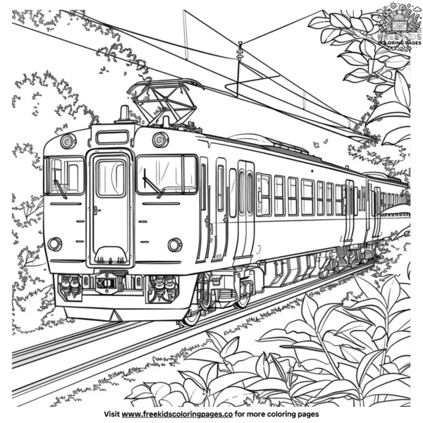 Train and plants coloring pages