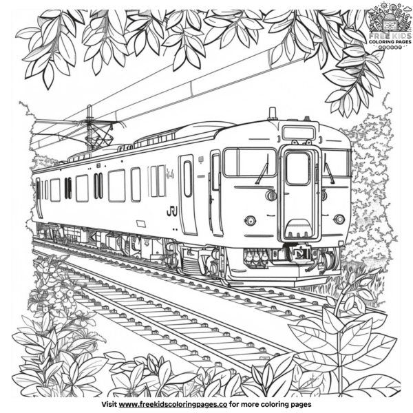 Train in a forest coloring pages