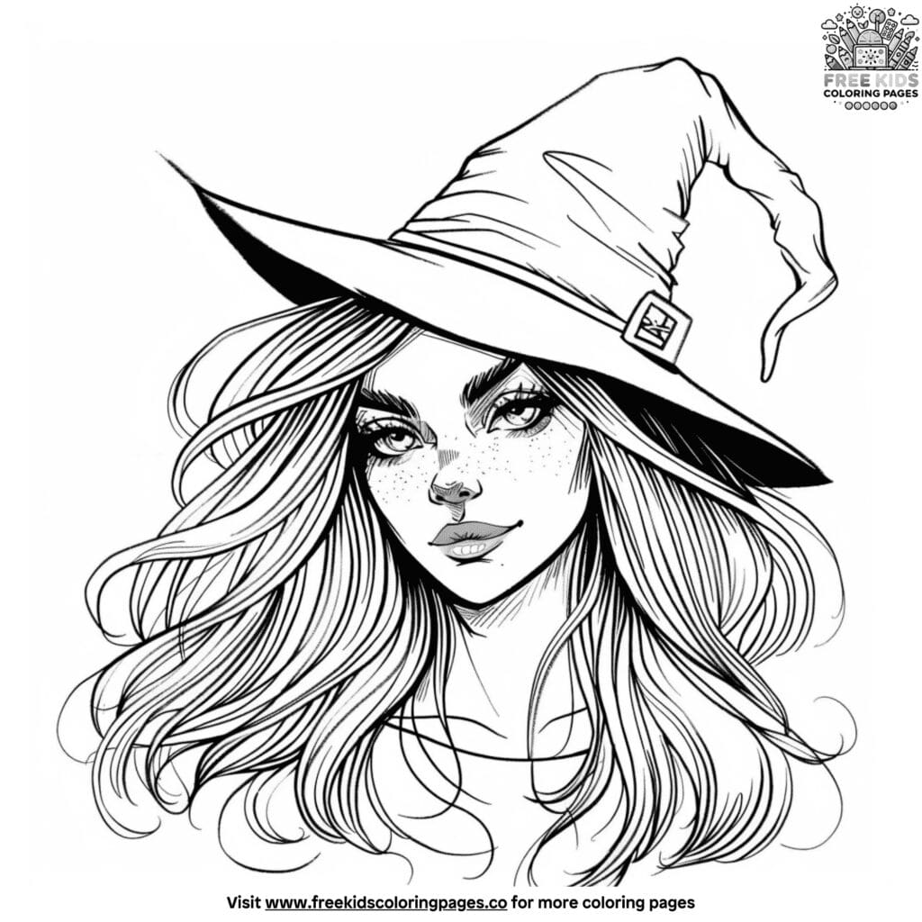 Detailed witch coloring pages