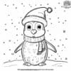 Cheerful Joyful Christmas Penguin Coloring Pages