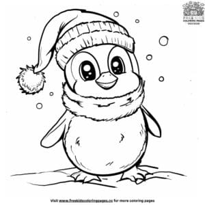 Delightful Joyful Christmas Penguin Coloring Pages