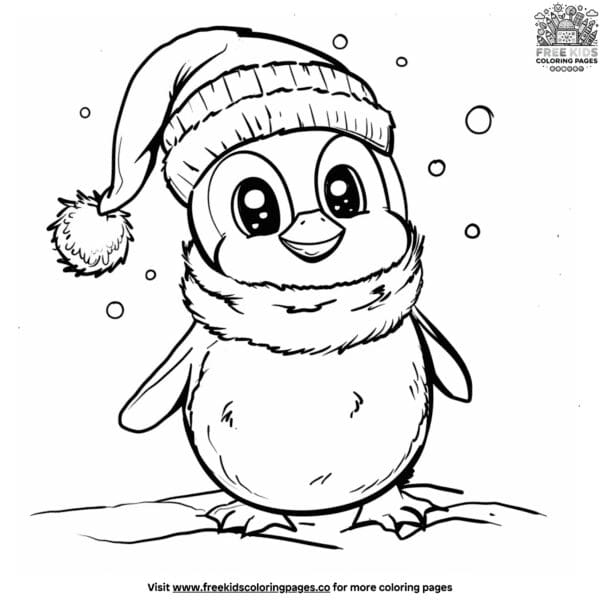 Delightful joyful christmas penguin coloring pages