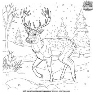 Reindeer and snowflakes coloring pages