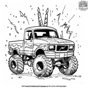 Monster Truck Birthday Coloring Pages