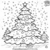 Joyful Snowy Christmas Tree Scene Coloring Page Collection