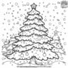 Hopeful Snowy Christmas Tree Scene Coloring Pages