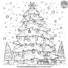 Radiant Snowy Christmas Tree Scene Coloring Pages