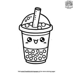 Cool kawaii boba coloring pages for toddlers